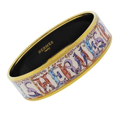 hermes narrow multi gold printed enamel bracelet